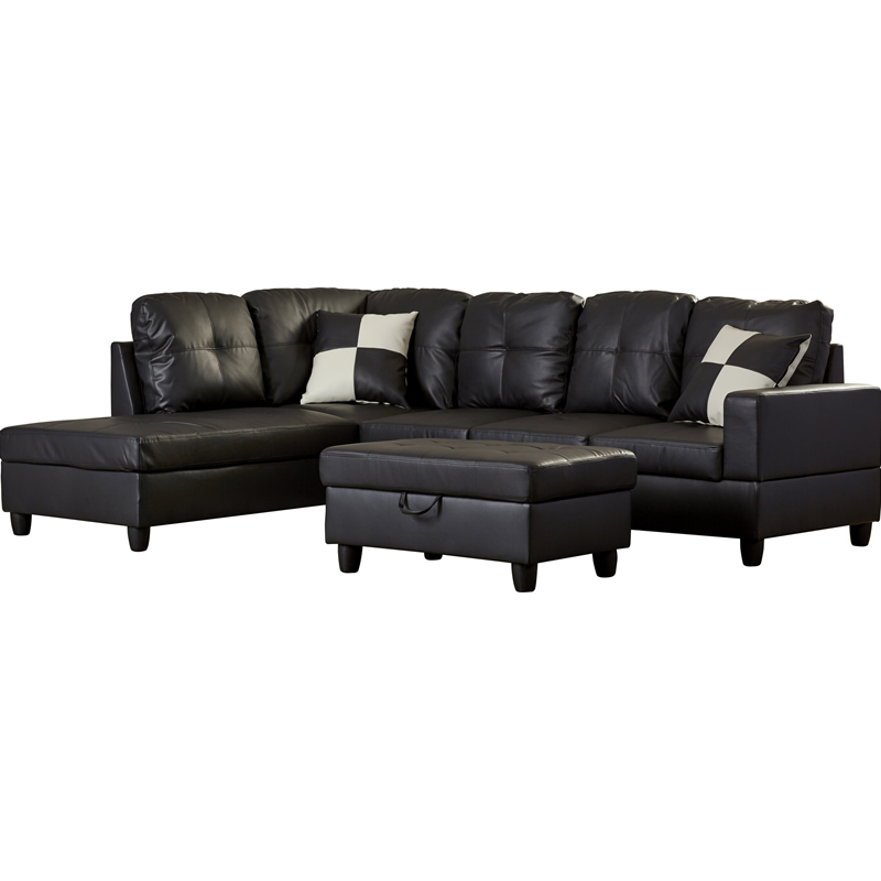 Russ Sectional with Ottoman Black